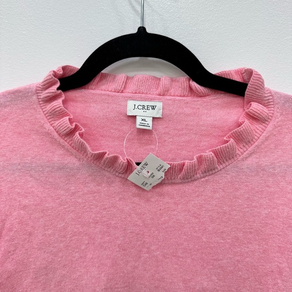 J. Crew Factory Ruffle Neck Crew Neck Sweater Soft Azalea Pink New with tags XL - Picture 6 of 6